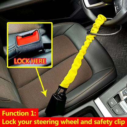 Car Seat Belt Steering Wheel Anti-Theft Locking Device